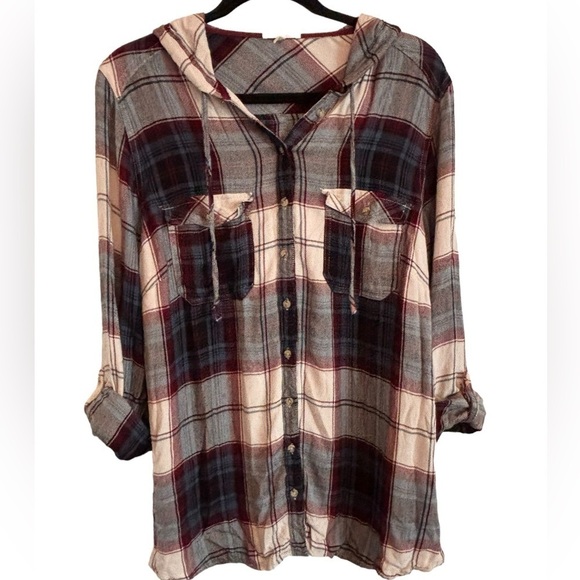 Maurices Tops - Maurice’s Hooded Button-Down Top Size 1X